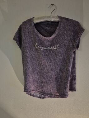 Be Yourself Ribbed Short Sleeve Top - Lavender Purple